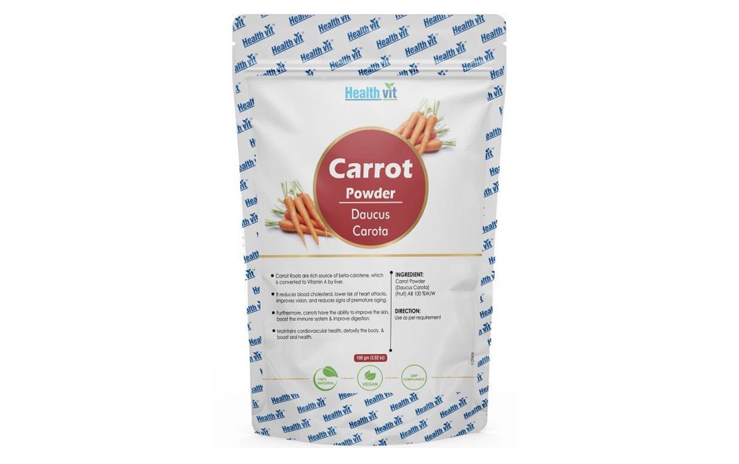 Health Vit Carrot Powder (Daucus Carota)   Pack  100 grams
